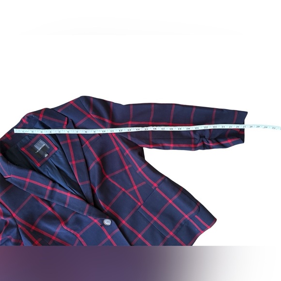 The Limited Women's One Button Plaid Blazer Dark Navy Red Size Small Office - Picture 7 of 7